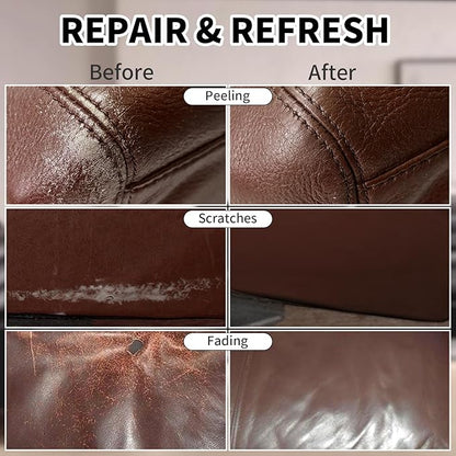 SHADAIWUYU 8.5oz Leather Recoloring Balm with 100ml Mink Oil,Medium Brown Leather Repair kit for Furniture and Car Interior,Leather Couch Scratch Repair,Leather Dye Paint,Mink Oil for Leather