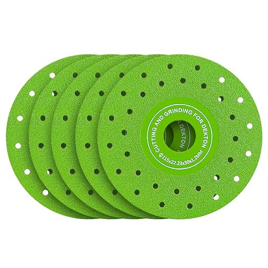 LOZLIN 3PCS 115MM Vacuum Brazed Ultra-Thin Multi-Pore Flat Abrasive Sheet Disc for Porcelain Glass Ceramic Tile Granite Marble Diamond Saw Blade (Green and Porous, 5)