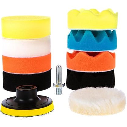 CANOPUS Car Polishers and Buffers Kit, 11-PCs Polishing Pad Kit, 3-in Polishing Wheel for Drill, Buffing Pads for Car Detailing, Sanding, Polishing, Waxing & Sealing Glaze
