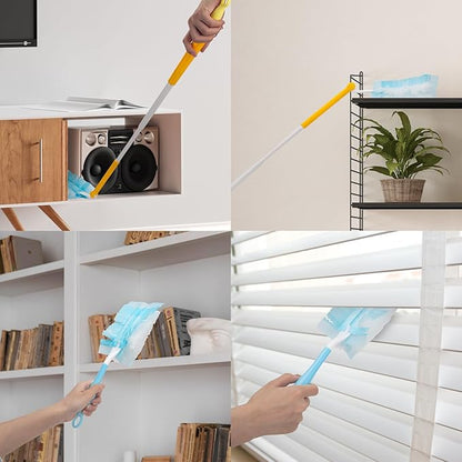 KeFanta Duster Refills for Swiffer Dusters, 180° Heavy Duty Multi Surface Refills & 1 Handle, Ceiling Fan Duster, Disposable Dusters for Cleaning (30 Count+1 Handle)