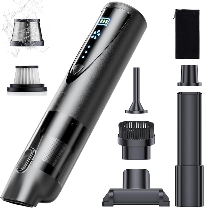 Car Vacuum Portable Cordless, 20000pa 4-in-1mini Handheld Vacuum Cleaner up to 70 Mins Runtime, 3 Suction Modes & USB-C Fast Charge Wet/Dry Hand Held Cleaner Power for Car Home Pet Food Keyboards