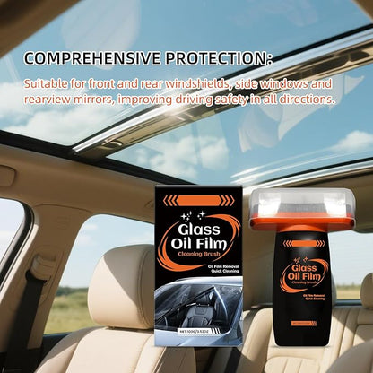 Glass Emulsion, Oil Film Remover for Car Window, 100g Roll-On Glass Emulsion Cleaner Compound with Cleaning Board, Improve Windshield Clarity for Safe Driving 1pc