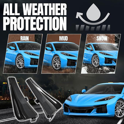 BILLFARO Extended Front Splash Guards Mud Flaps,Carbon Fiber Pattern Wheels Rock Guards Mudflap Fender Mudguard Mud Guards Protector ﻿Accessories for Corvette C8 Z06 2023+ for C8 E-Ray 2024+