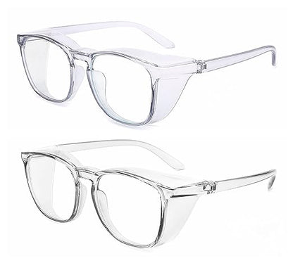 Alsenor Safety Glasses Anti Fog Goggles Protective Eyewear Blue Light Blocking Anti Dust UV Protection Glasses For Men Women (2 Pack (Blue + Grey))