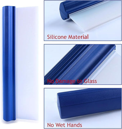 2 Pcs T Bar Car Squeegee for Window Cleaning, Silicone Car Squeegee for Drying Professional Flexible One Pass Water Blade Auto Water Blade Cleaning for Windshield, Glass, Bathroom, 12 Inch