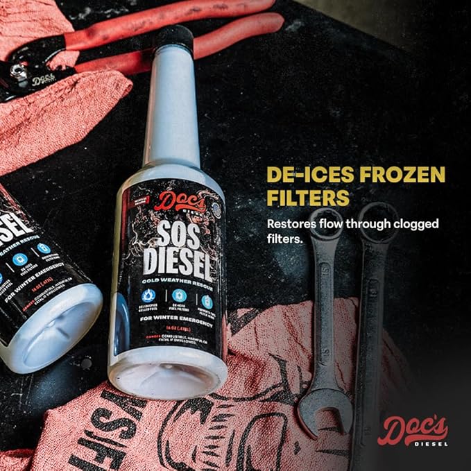 Doc’s SOS Diesel Rescue Emergency Diesel Fuel Additive & Flow Restore Treatment | De-Icer & Anti-Gel for Fuel System Recovery - 1-Pack (16 oz)