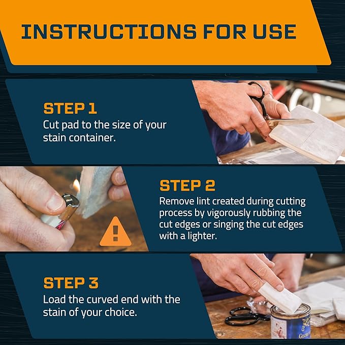MāKRS Stain Pad, Cut-to-Size Staining Pads, 3-Pack, Lint, Snag, Streak-Free Applicator, Micro Brush Material, Wood Stains and Oil Based Finishes, Easy to Use with Consistent Application