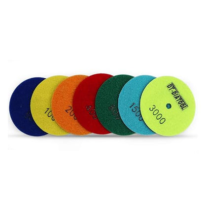 DT-DIATOOL Dry Diamond Polishing Pads 4 Inch for Granite Marble Quartz Stone Countertop Tiles Plastic Mixed Grits Plus Plastic Backer