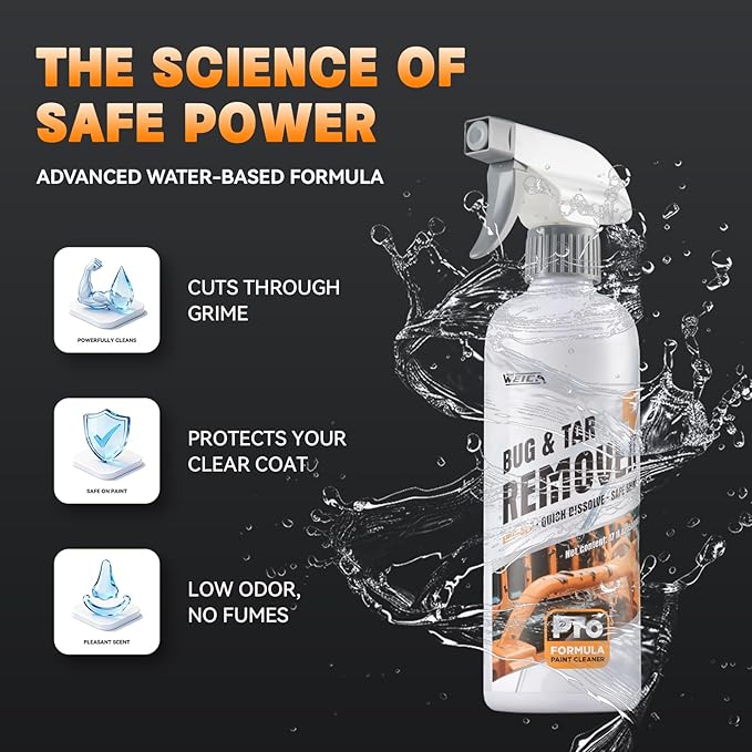 Pro Strength Bug and Tar Remover for Cars - Rapid Dissolve Formula, Safe on Clear Coat Paint, Windshield, Chrome - Effective Auto Detailing Cleaner - 16 fl oz