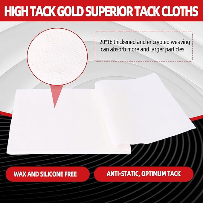 Tack Cloth 20-PC, Individual Wrapping High Tack White, 18"x 36" Size, 20x16 Mesh Tack Rags, Reclosable Zipper Bag, Wax & Silicone Free Anti-Static for Woodworking, Automotive Painting & Sanding