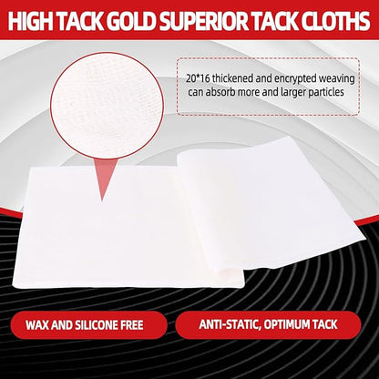 Tack Cloth 20-PC, Individual Wrapping High Tack White, 18"x 36" Size, 20x16 Mesh Tack Rags, Reclosable Zipper Bag, Wax & Silicone Free Anti-Static for Woodworking, Automotive Painting & Sanding