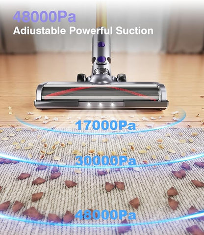 MBYULO Cordless Vacuum Cleaner, 450W 48Kpa Powerful Stick Vacuum, Up to 70Mins Rechargeable Battery, Vacuum Cleaners for Home Anti-Tangled Lightweight Handheld for Hardwood Floor, Carpets, Pet Hair