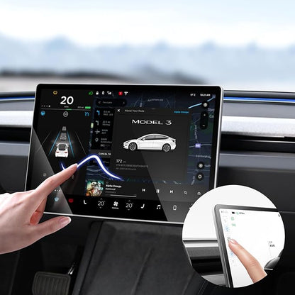 ShowEV Screen Protector for Tesla Model Y Juniper Model 3 Highland Dashboard Touchscreen Tempered Glass Protector with Alignment Kit for New Model Y Juniper Accessories Anti Glare/Anti Finger Print, 2pcs