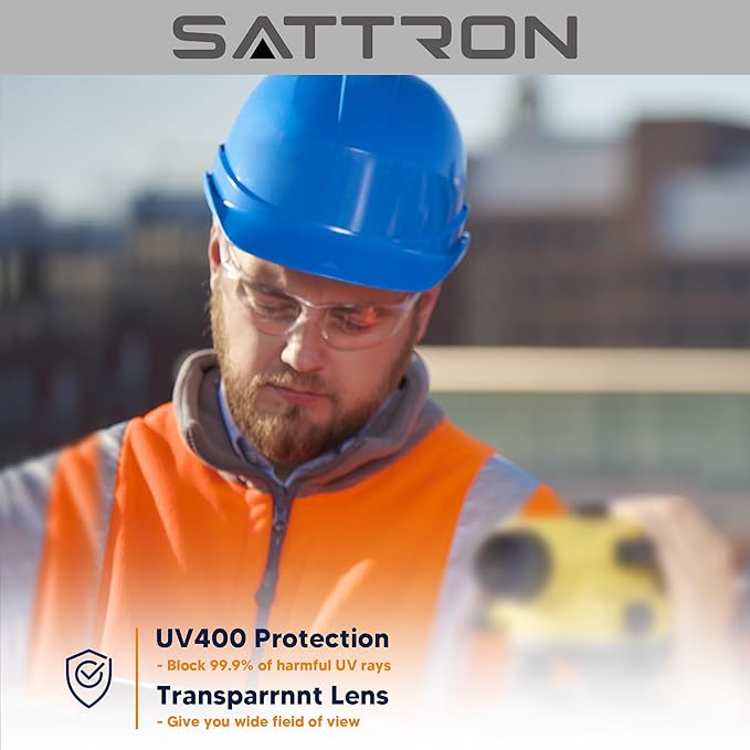 SATTRON 24 Pack Clear Safety Glasses, UV Protection Protective Eyewear for Men Women, ANSI Z87.1 Scratch & Impact Resistant Eye Protection, Ideal for Construction, Sports, Lab, Shooting