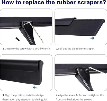 14'' Shower Squeegee, TOOVEM Squeegee for Shower Glass Door for Glass Doors, Windows, Bathroom, Car Windshield, Black