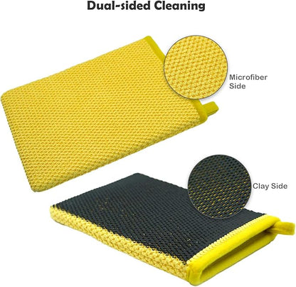 Auto Detailing Clay Mitt 1 Pack 8.5x5.7 inches, Fine Grade Microfiber Clay Bar Wash Mitt, Clay Eraser Mitt for Car Detailing, Magic Clay Bar Mitt, Removes Debris from Your Paint, Glass, Wheels