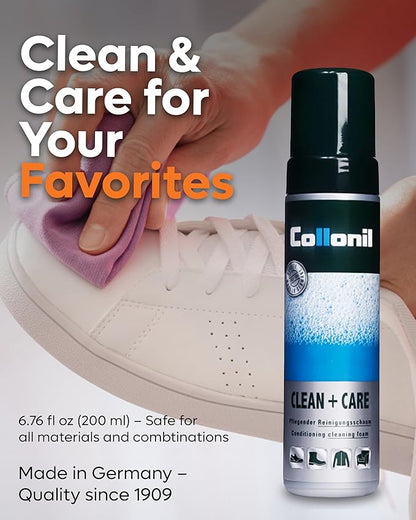 Collonil Clean & Care Shoe & Leather Cleaner XL 6.76 fl oz - Cleaning Foam – Sneaker Cleaner for Leather, Suede, Textile & Synthetic Materials | Universal Use | 6.76 fl oz – Made in Germany
