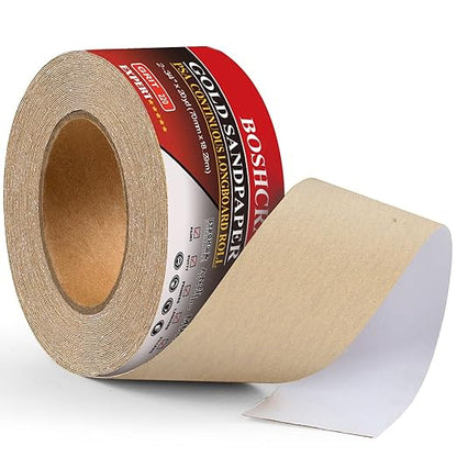 220 Grit PSA Longboard Sandpaper, 20-Yard Long Continuous Roll 2-3/4" Wide Self-Adhesive Sanding Paper for Auto Body Woodworking Metalworking