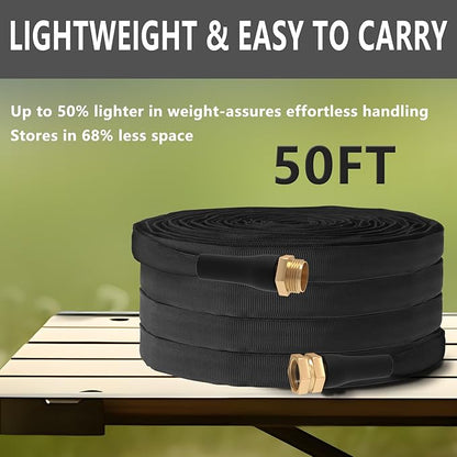 Upgraded Anti-Kink 50FT Non-Expanding Garden Hose, Flexible and Tough, Lightweight and Sturdy for Outdoor, Yard, Lawn, Car Wash, Marine, and Camper Use,and All-Season Use. U.S Standards Brass Fitting