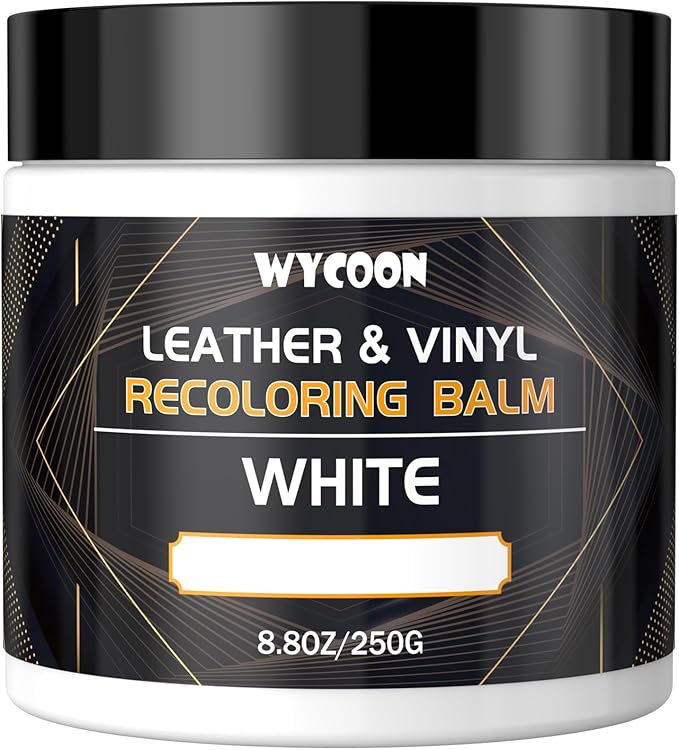 WYCOON Leather Recoloring Balm, Leather Repair Kit for Furniture, Leather Paint, Leather Dye, Scratch Repair, Stain Remover, Restore Scratched, Faded and Cracked Leather- White