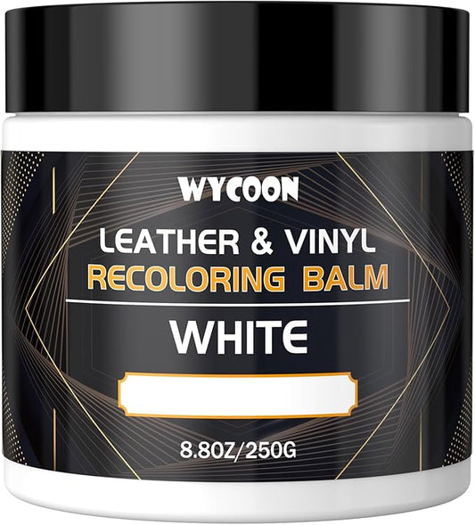 WYCOON Leather Recoloring Balm, Leather Repair Kit for Furniture, Leather Paint, Leather Dye, Scratch Repair, Stain Remover, Restore Scratched, Faded and Cracked Leather- White