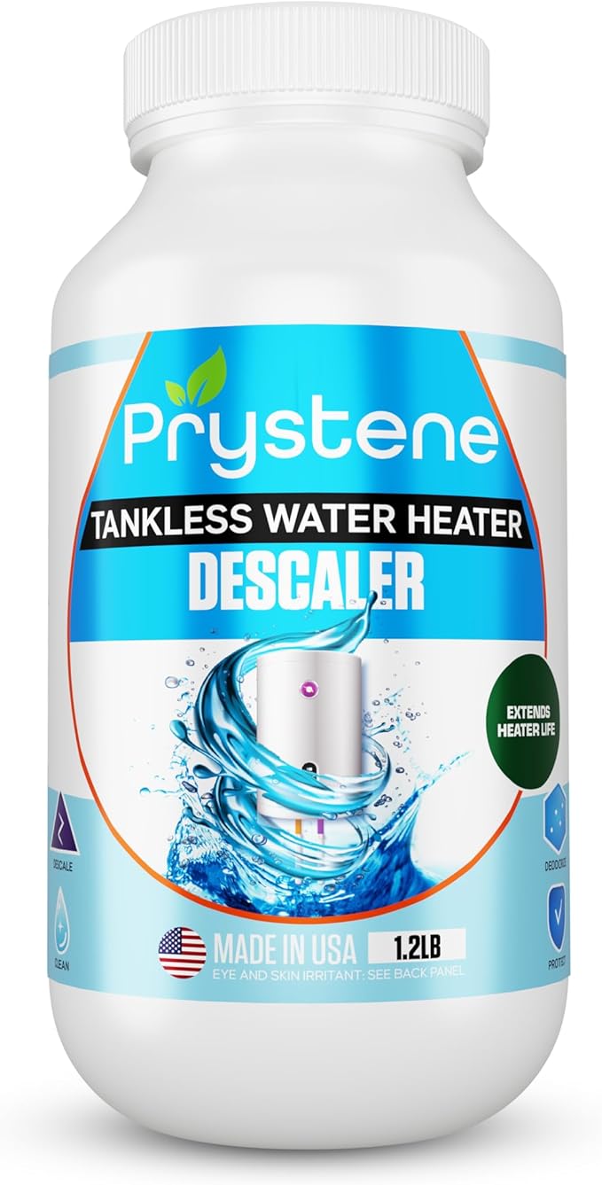 Tankless Water Heater Descaler Powder (1.2 Pounds) - Professional-Grade Descaler/Cleaner Restores Heating Efficiency. Easy to Use, Food Grade Ingredients, Biodegradable, Made in USA.