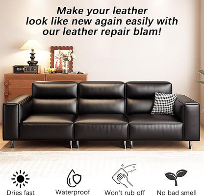 Black Leather Recoloring Balm, Leather Repair Kit for Furniture, Leather Scratch Remover, Leather Color Restorer for Couch, Car Seats, Shoes - Repair Leather Dye for Scratched and Faded Leather