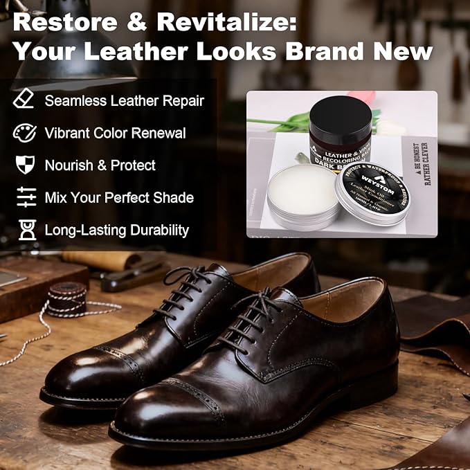 8.5 OZ Leather Recoloring Balm with 100ML Leather Conditioner - Dark Brown Leather Repair Kit for Furniture, Leather Dye, Recolor, Renew, Repair & Restore Aged, Faded, Cracked, Peeling and Scuffed