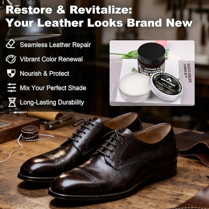 8.5 OZ Leather Recoloring Balm with 100ML Leather Conditioner - Dark Brown Leather Repair Kit for Furniture, Leather Dye, Recolor, Renew, Repair & Restore Aged, Faded, Cracked, Peeling and Scuffed