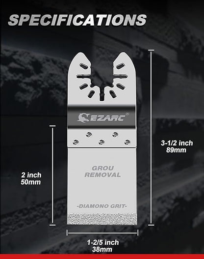 EZARC Diamond Oscillating Blade, Flush Cutting Oscillating Multi Tool Saw Blades for Grout Removal, Cleaning Mortar, 10-Pack