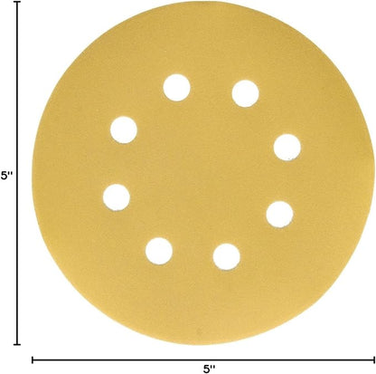 Dura-Gold Premium 400 Grit 5" Sandpaper Discs, 8 Hole Pattern Dustless, 50 Discs - Hook & Loop Backing for Orbital DA Sander, Detailing Finishing Color Sanding Automotive Paint Woodworking