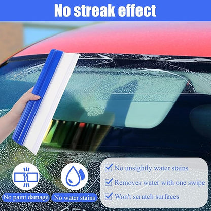 SHENLIU 4 Pack Silicone Car Squeegee 12 inch Flexible Car Water Scraper Tool Silicone Window Squeegee Auto Water Blade Cleaning for Windshield, Glass, Window, Mirror, Shower Doors, Washing & Wiping