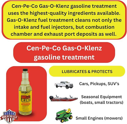 Gas O Klenz Gasoline Treatment | Fuel System Cleaner | Cleans Combustion Chambers & Fuel Injectors | Lubricates | Treats 40 Gallons | (16 Ounces)