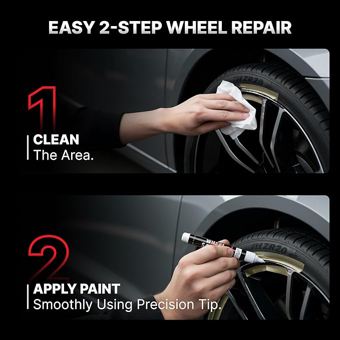 Wheel Scratch Fix® Grey Magic Car Scratch Remover Pen - Alloy Wheel Touch Up Paint Pen for Cars, Curb Rash Removal with Fast-Drying & Long-Lasting OEM Finish, Vehicles Rim Repair Paint for Chip (Anthracite (Pen Only))