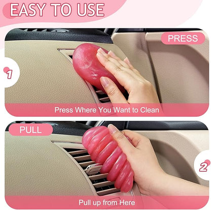 TeSabMi Car Cleaning Gel Car Cleaning Putty Car Putty Car Interior Cleaner Car Slime Car Detailing Kit Car Accessories Valentines Day Gifts for Him Her Men Women Stocking Stuffers Pink