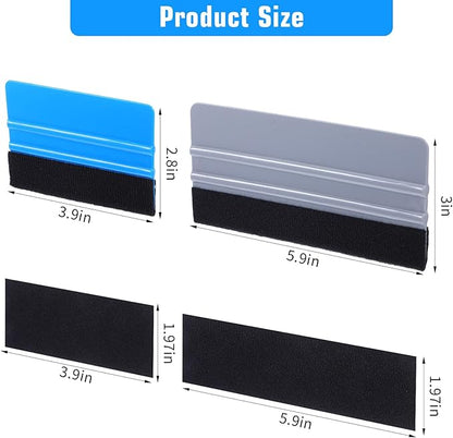20 Pack Vinyl Wrap Squeegee 4 Inch / 6 Inch Felt Edge Squeegee Window Film Tint Squeegee Decal Applicator Scraper Tool Wallpaper Smoothing Tool with 20 PCS Black Fabric Felt