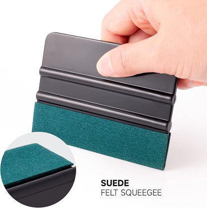 FOSHIO Vinyl Wrap Squeegee 4 Inch with Micro Fiber Suede Felt Edge, Scraper for Window Tinting, Sign Making and Sticker Wrap Application Tools, Pack of 8 Black Felt Squeegee for Vinyl