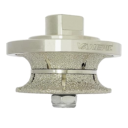 VANEPIC V20 Diamond Full Bullnose Profile Wheel Diamond Hand Profiler Router Bit Wheel Vacuum Brazed with 5/8-11 Thread for Grinder Polisher Granite Marble Concrete and Countertop Edge Shaping