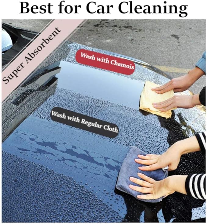 Chamois Drying Cloth Car Drying Towel Real Leather Super Absorbent Fast Drying Natural Chamois Car Wash Cloth Accessory (7.25 SQ FT in Total)