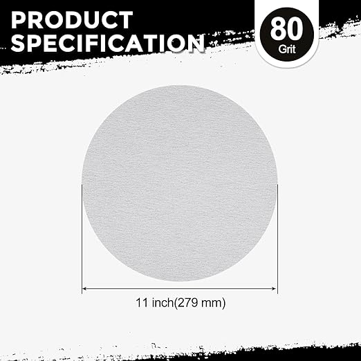 Kozelo 50 Pcs Sanding Discs 11 Inch 80 Grit Hook and Loop Random Orbital Sandpapers Suitable for Drywall Sander Wood Metal Furniture, White