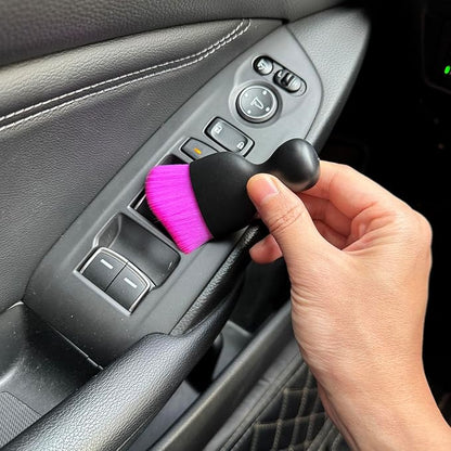 Car Detailing Brush, Soft Bristle Cleaning Brush, Scratch-Free Auto Duster Tool for Dashboard, Air Vents, Leather & Interior Cleaning (Black&Purple&Rose)