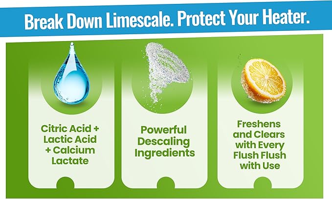 Tankless Water Heater Descaler Powder (1.2 Pounds) - Professional-Grade Descaler/Cleaner Restores Heating Efficiency. Easy to Use, Food Grade Ingredients, Biodegradable, Made in USA.