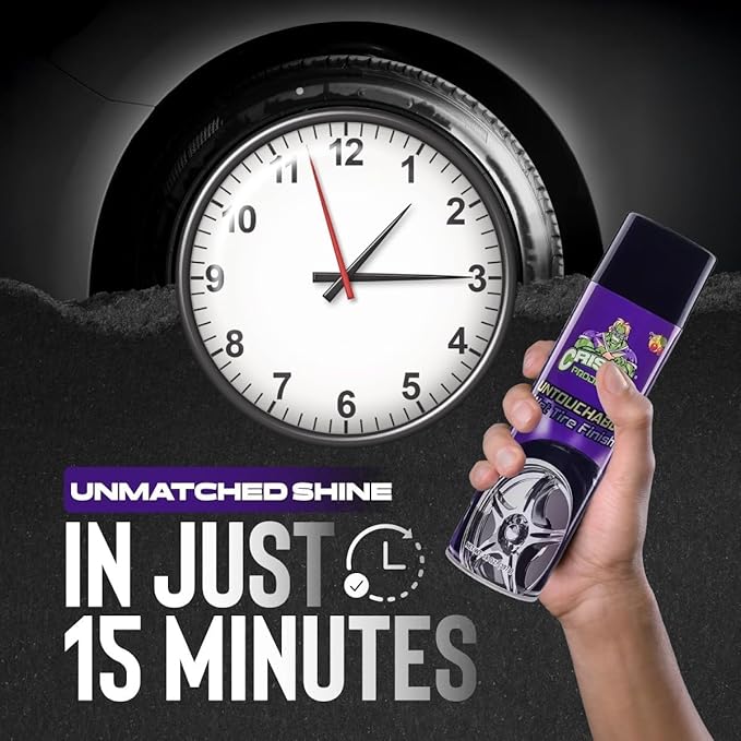 Cristal Products Untouchable Tire Shine Spray – Long-Lasting Wet Tire Finish for Deep Gloss & Protection – Waterproof Tire Shine, Easy Application, Premium Tire Cleaner Shine 8oz (12PK)