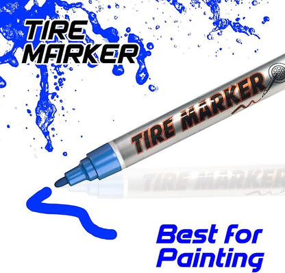 MC MOTOPARTS Permanent Color Tire Pen Marker Lettering Paint Drawing Tool Automotive Motorcycle Care 1 piece (Blue)
