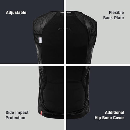 ALPINA Proshield Back Protector Vest Men, Lightweight Flexible Spine Protection for Skiing Snowboarding, Black