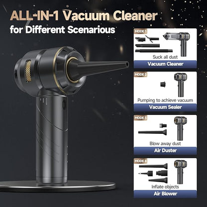AIPROIN Car Vacuum Portable Cordless, Foldable Handheld Vacuum with Brushless Motor, 22000PA High Power Mini Hand Vacuum Cleaner & Air Blower & Duster & Pump for Home, Pet, Office