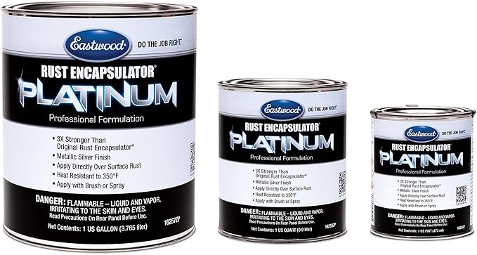 Eastwood Rust Encapsulator Platinum Quart | UV Resistant Aluminum Finish Rust Preventive Coating | Easy Apply High-Tech Formula Automotive Paint to Stop Rust | Rust Remover for Metal Structures