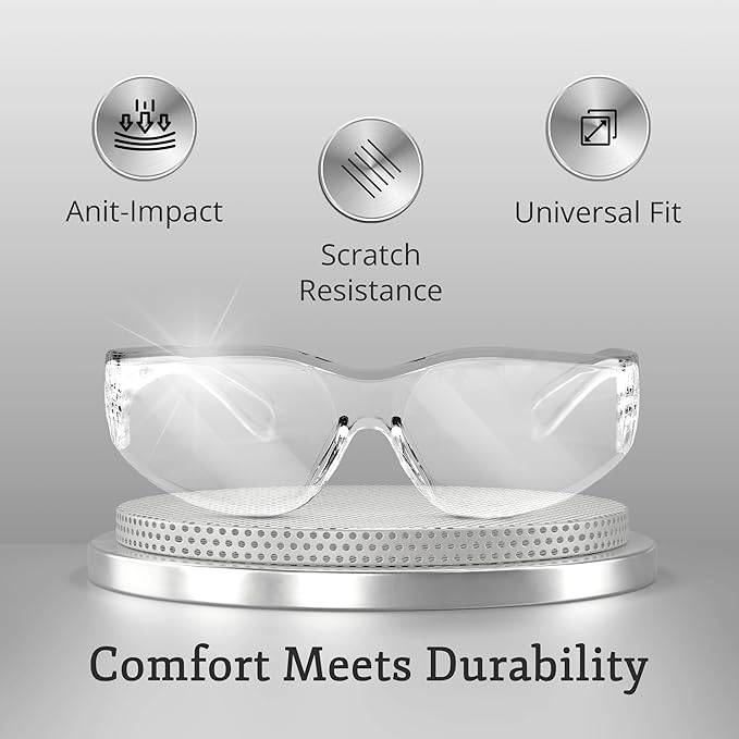 Aqulius Safety Glasses - Anti-Fog Eye Protection for Shooting - Scratch-Resistant Protective Eyewear for Construction - Bulk Safety Glasses with Side Shields - Clear Frame, Pack of 24, Unisex