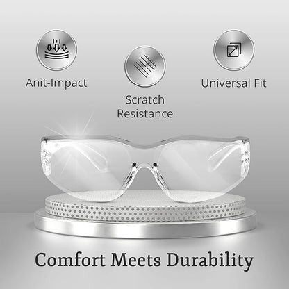 Aqulius Safety Glasses - Anti-Fog Eye Protection for Shooting - Scratch-Resistant Protective Eyewear for Construction - Bulk Safety Glasses with Side Shields - Clear Frame, Pack of 24, Unisex