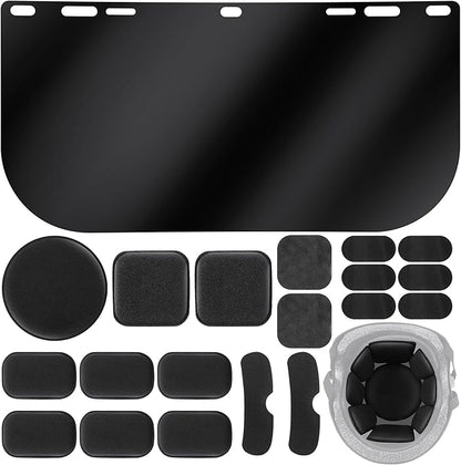 Feekoon 1 Pack Face Shield Replacement Lens with Helmet Pads, Tinted Full Face Shield Compatible with Hobart 770580, Replacement Foam Padding Kits for Welding, Grinding, DIY, Cosplay Helmet